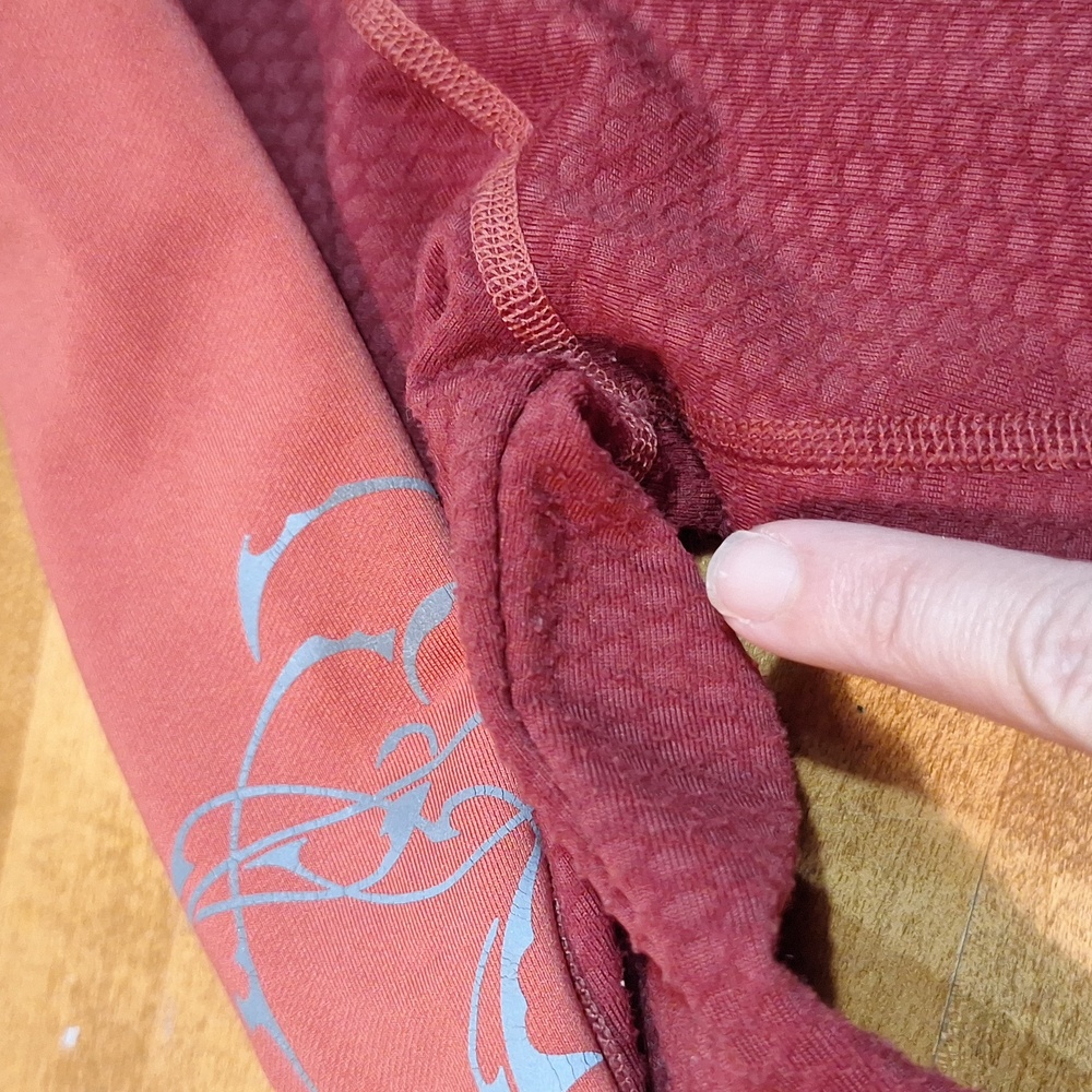 North Face‎ Base Layer Flight Series Cardinal Red Hooded Mask Thumb Holes Med-Lg - Picture 10 of 11